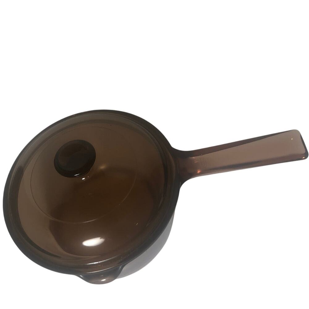Corning Vision Ware Amber 1 Liter Sauce Pan Pot With Pour Spout & Lid USA - Picture 2 of 6